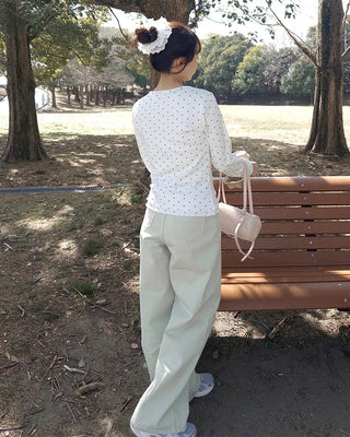 Colorful cotton wide-leg pants