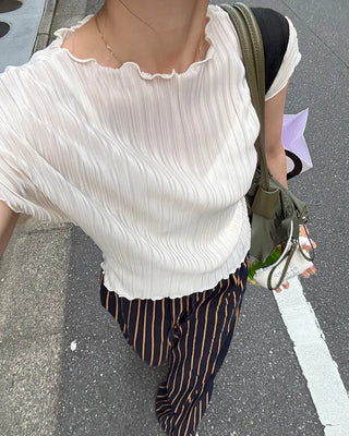 Pleated Wave Half Sleeve T-Shirt