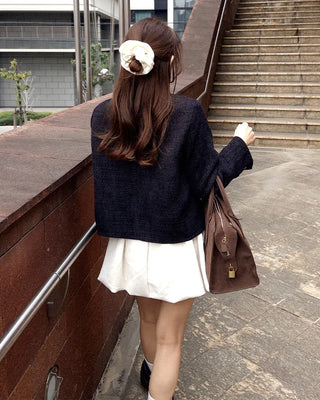 Gold button round tweed jacket
