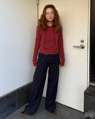 Slim-fit knit hoodie