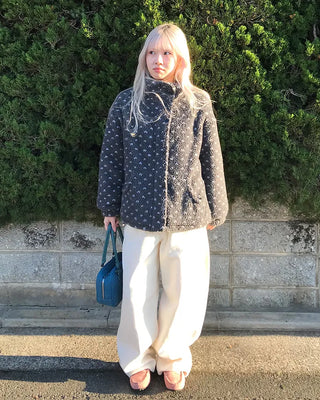 Dot fleece zip-up
