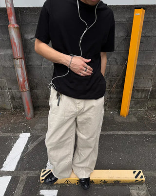 Side-panel wide cotton pants