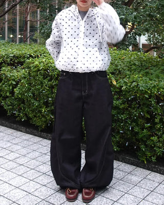 Loose-fit polka dot hooded zip-up