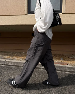 Cargo wide nylon pants