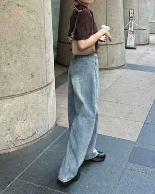 Side yoke seam wide jeans