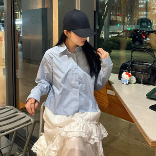 Point pocket cropped shirt