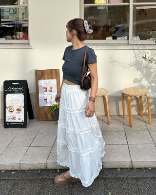 Frilled Can-Can Long Skirt