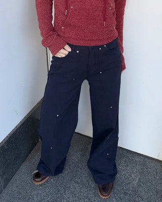 Side Yoke Wide Cotton Pants
