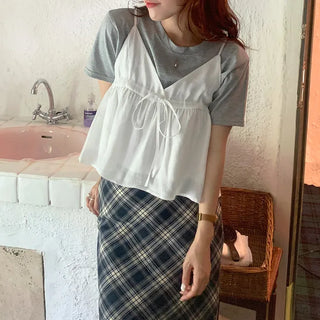 Basic cropped short-sleeved T-shirt