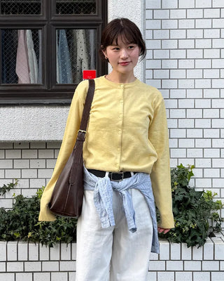 Short crew neck cardigan