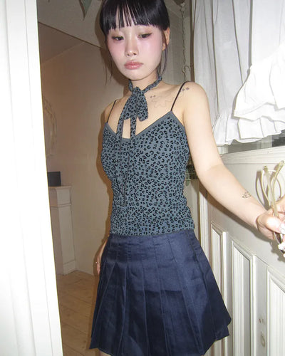 Tie-set leopard jacquard camisole