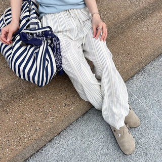 Striped wide-leg pants