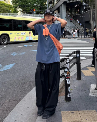 D-ring two-pleat wide-leg pants