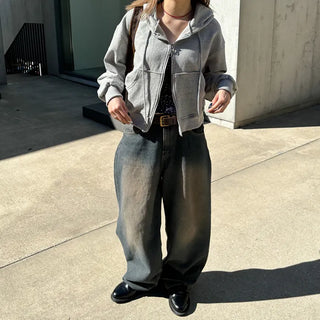 Vintage wide-leg denim pants