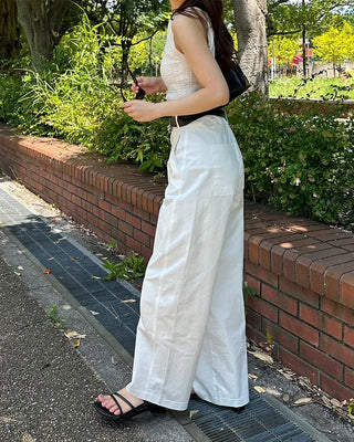 Wide-leg cotton pants