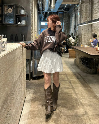 Elastic waist balloon mini skirt