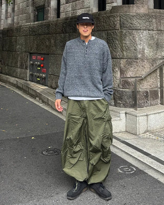 Henley neck basic knit