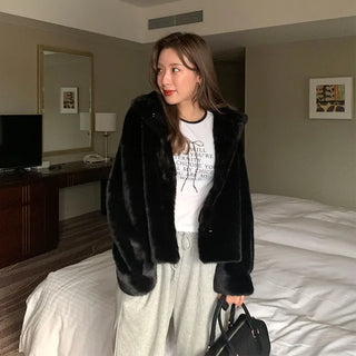 High-neck fur jacket