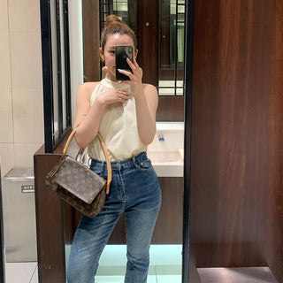 Halter neck sleeveless blouse