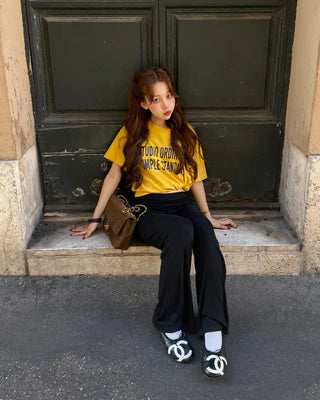 Low-rise ribbed wide-leg pants
