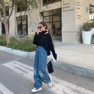 Fluffy Slit Half-Neck Knit