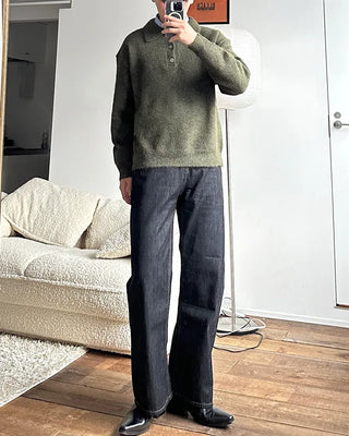 Polo collar boucle knit