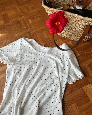 Polka Dot Ribbon Short-Sleeved T-Shirt
