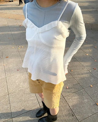 Frilled tie sleeveless dress