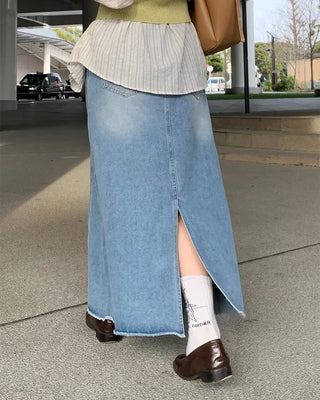 Long denim skirt
