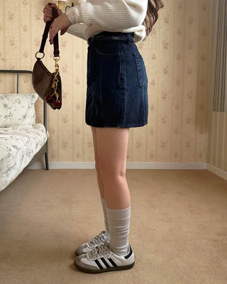 denim mini skirt