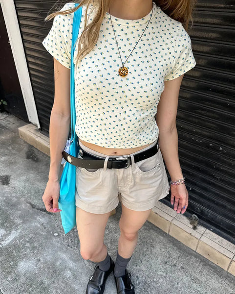Mini Flower Cropped Mini T-Shirt