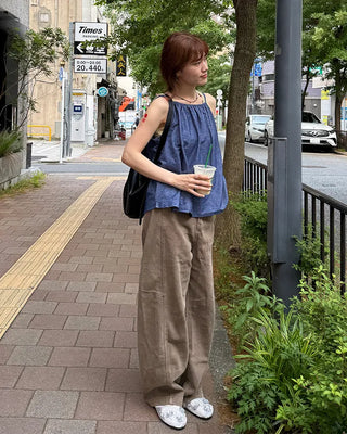 Denim ribbon camisole