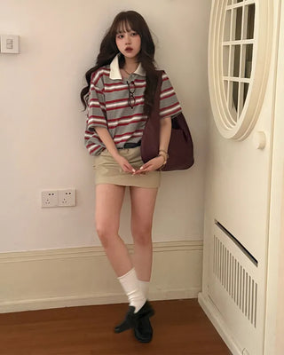Low-waisted mini skirt