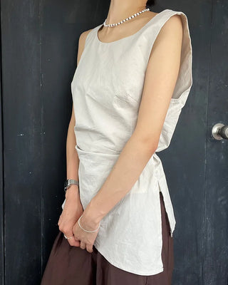 Shirred sleeveless blouse