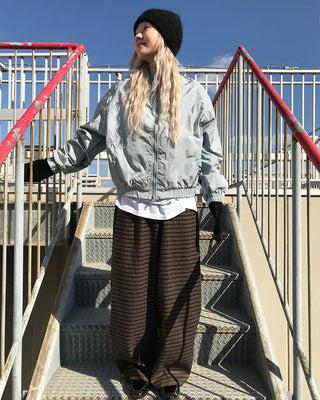 Plain slit long-sleeved T-shirt