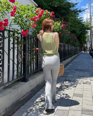 Halter neck knit tank top