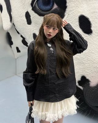 (ORIGINAL) Basic Pintuck Shirring Shirt