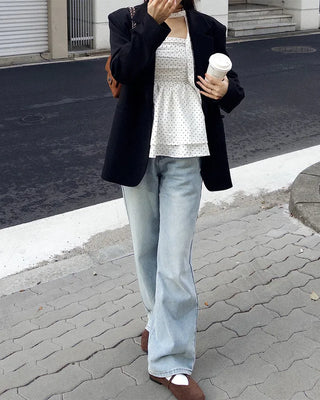 Scarf set with polka dot design sleeveless top