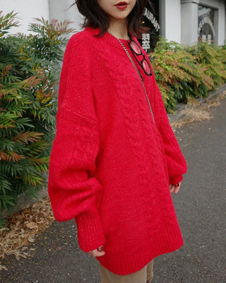Oversized Cable Knit Long Sweater
