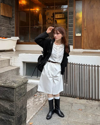 Round collar string blouse