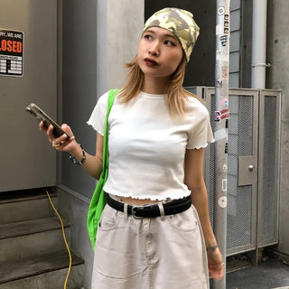 Cropped Frill Half-Sleeve T-Shirt