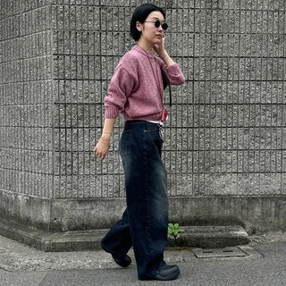 Striped ribbed denim pants