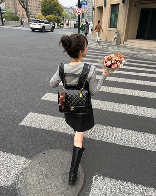 Leather mini dress
