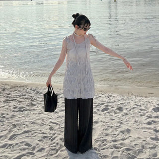 Sleeveless dress with scarf set