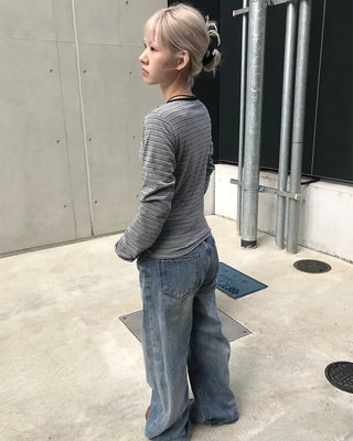 Round neck striped T-shirt