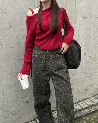 Leopard print cotton pants