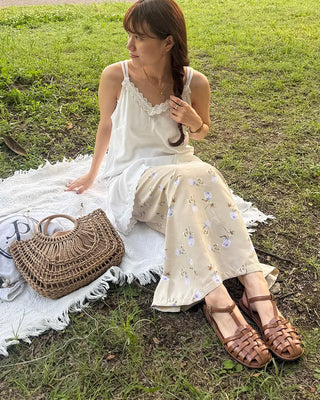 Lace peplum camisole