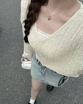 Cable Cropped Cardigan