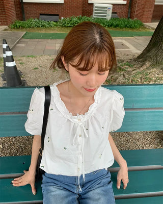 Flower embroidered blouse