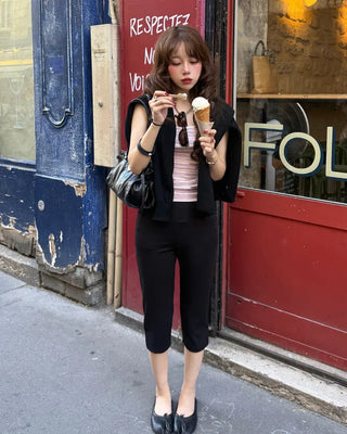 Slit Slim Capri Pants